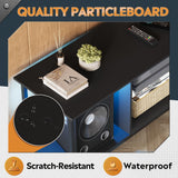 WLIVE TV Stand up to 65 Inch TV, 55" Entertainment Center with LED, Industrial TV Console with Glass Shelf for Living Room and Bedroom, Black WLIVE