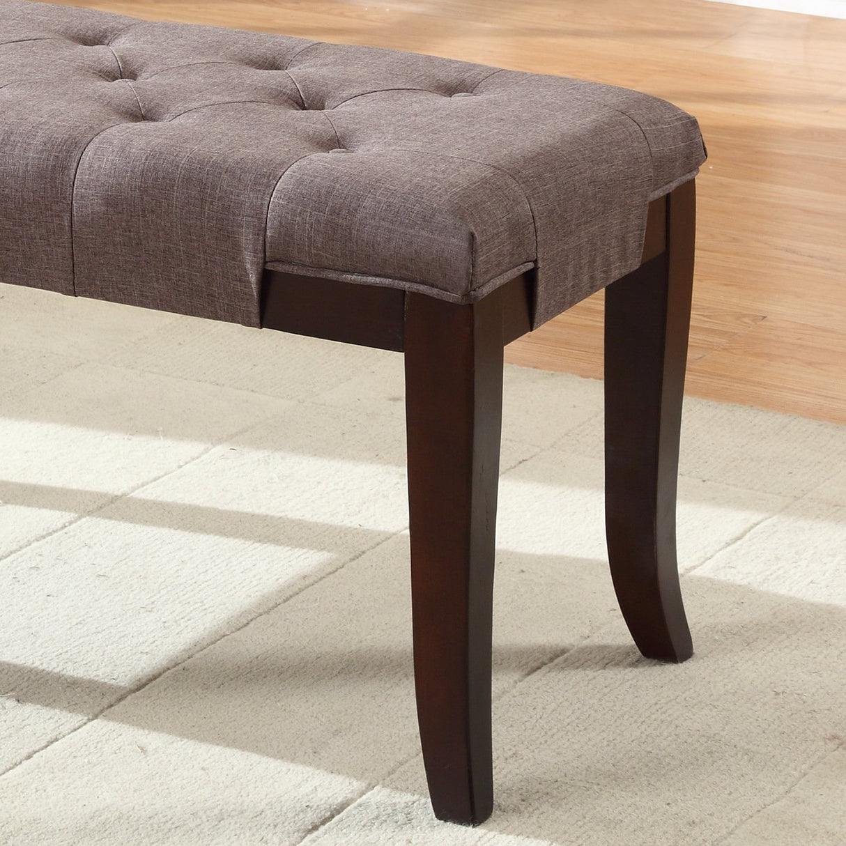 Roundhill Furniture Linon Fabric Tufted Bench, Brown Roundhill Furniture