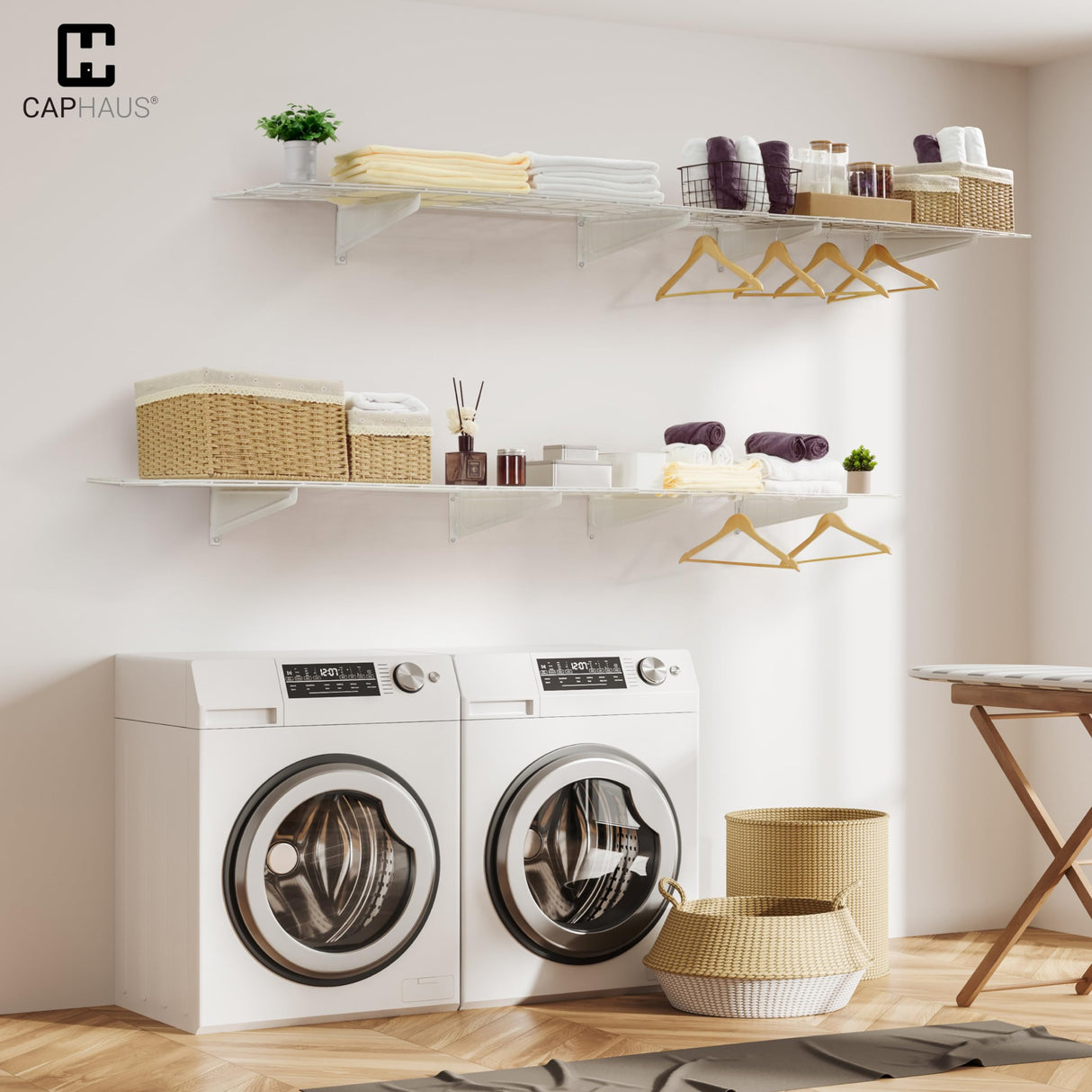 Fencer Wire 36 in. W x 18 in. D Wall Mounted Garage Wall Shelving w/ 2 Hooks, Black Wall Shelf, Heavy Duty Garage Wall Storage System, Garage Organizer Floating Shelves, 500lb Weight Capacity Fencer Wire