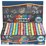 160 PCS Sidewalk Chalks Set Non-Toxic Washable Jumbo Chalk for Outdoor Art Play, Painting on Chalkboard, Blackboard and Playground JOYIN