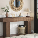 knoworld 63 Inch Long Console Table for Entryway, Farmhouse Wood Rectangular Sofa Table Behind Couch Table, Narrow Entryway Table for Living Room, Entrance, Hallway, Foyer, Easy Assembly (Brown) knoworld