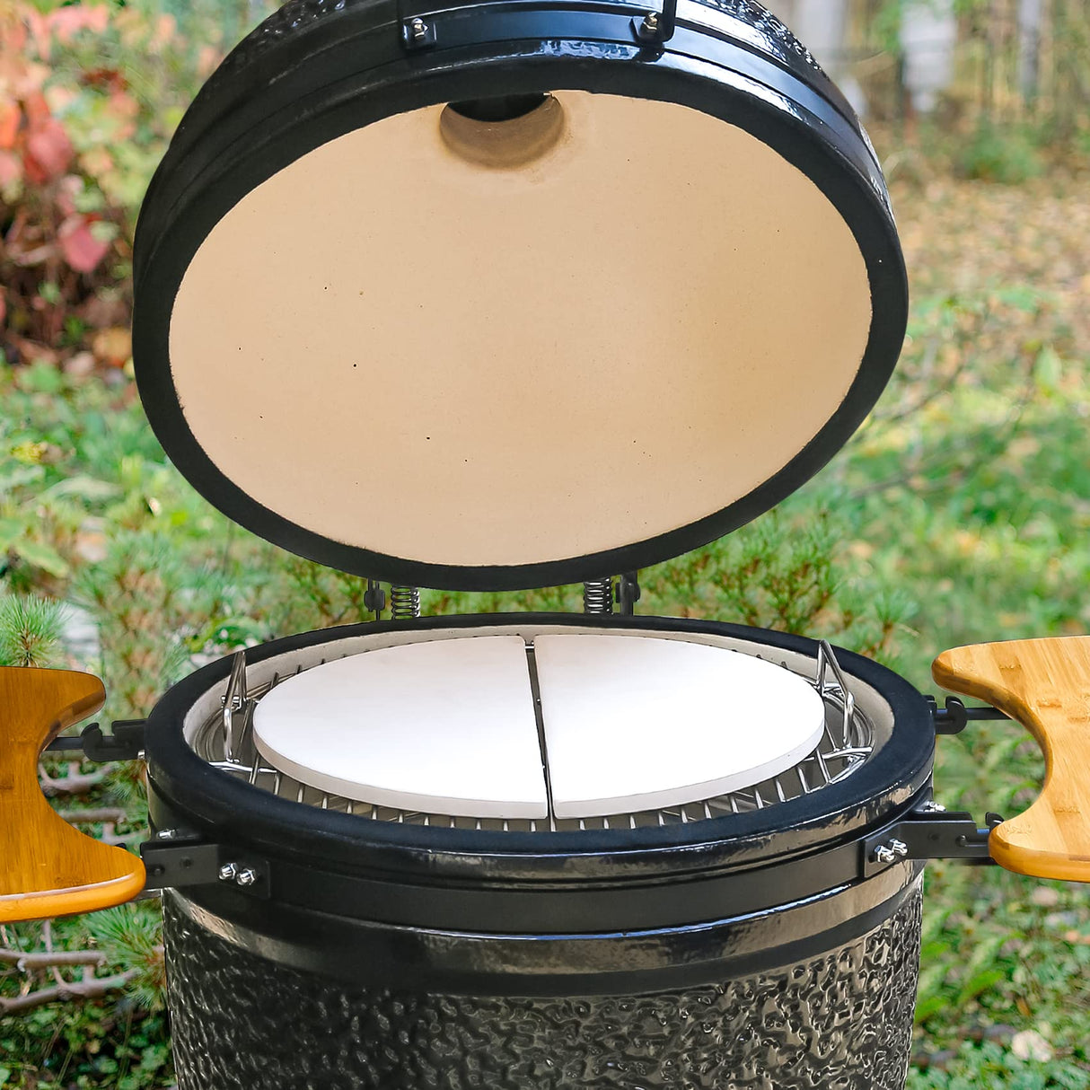 Half Moon Baking Stone Pizza Baking Stone for Big Green Egg XL, 2Pack 19.7" Cooking Stone Ceramic for Kamado Joe Big Joe II, for Primo Oval XL, for Vision Grills XL,forCharGriller Akorn Kamado Kooker Burly grill