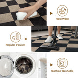 Rugalia Easy Jute Black Checkered 8x10 Area Rug, Washable Modern Outdoor Rug for Patio Non-Slip Diamond Rugs for Living Room, Neutral Farmhouse Floor Carpet for Bedroom Dining Room Classroom Rugalia