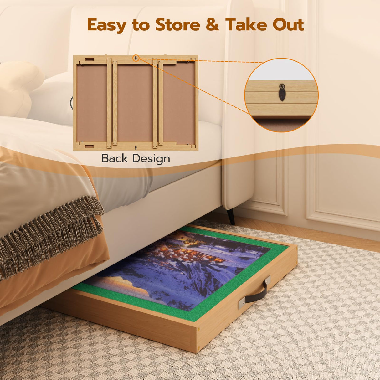 UPVERCY 3-in-1 Folding & Tilting & High 1500 Pieces Puzzle Table with Drawers, 27.7" H Tall Puzzle Board with Protective Cover for Adults- 34.1" x 26" Wooden Puzzle Table with Legs upvercy