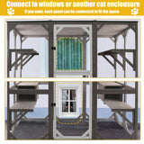 Gowoodhut Outdoor Catio Cat Enclosures - Wooden Cat House Weatherproof with Multi Platforms & Lounge Boxes, Indoor Interoperability - 71 Inch Gowoodhut