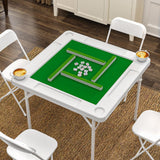 HXBOAUVS 35.4" Square Folding Card Table with Green Felt Surface - Multi-Game Mahjong Table, Domino and Poker Tables for 4 Players, Portable Design with Built-in Cup Holders for Home & Party Use HXBOAUVS