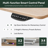 FEZIBO Electric Standing Desk 48 x 24 Inch with Monitor Shelf, 3 Drawers and Open Storage, Home Office Computer Workstation, Maple, 2 Packages FEZIBO