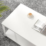 EXCEFUR White Coffee Table with Storage Shelf, Modern Rustic Wood and Metal Center Table for Living Room, 47 Inch EXCEFUR