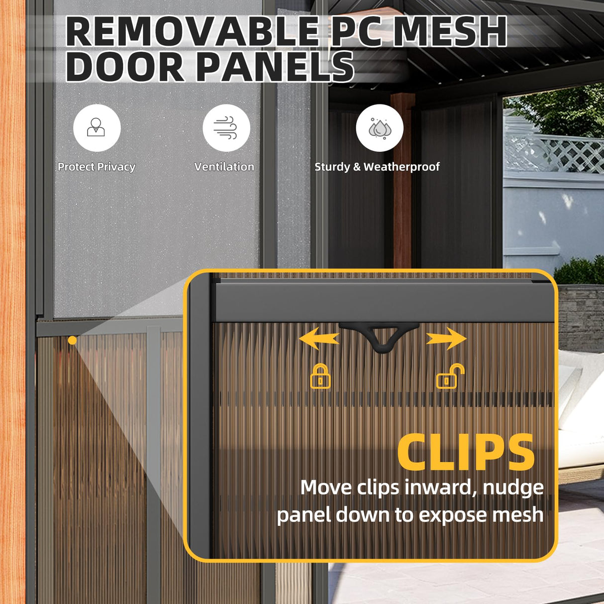 EROMMY 12'*16' Sunroom, with Front Door, Side Entrance, Galvanized Steel Double Top, Wood Grain Appearance, Aluminum Alloy Frame, Solarium Backyard Sun Room EROMMY