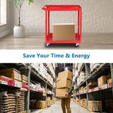 TUFFIOM 2 Tier Rolling Tool Cart, 220 LBS Capacity Industrial Service Cart w/Wheels, 2 Shelf Steel Utility Cart, Tool Storage Organizer for Mechanic, Garage, Workshop, Warehouse & Repair Shop, Red TUFFIOM