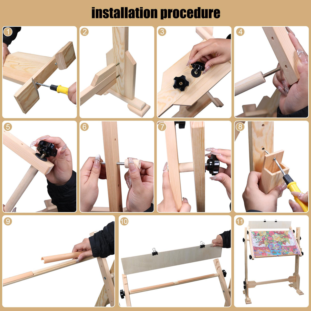 Needlework Table and Adjustable Embroidery Stand, Cross Stitch Hoop Stand, Beech Wood Tapestry Cross Stitch Embroidery Frame Holder(54.5x41.6 cm (21.5" x 16.3")) and(112.5x41.6 cm (44.3" x 16.3")) guofa