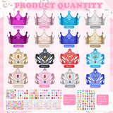 ZYNERY 29 Pcs Birthday Crowns for Kids Fabric Crafts with Stickers Bulk 4-14mm Rhinestones,Princess Tiaras DIY Crown Gifts for Girls Boys Role Rlay ZYNERY
