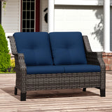 Audumas Outdoor Patio Loveseat, All-Weather 2-Seater Wicker Loveseat with Cushions, Outdoor Patio Love Seat Sofa for Garden, Balcony and Deck Audumas