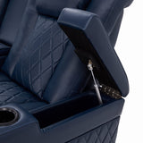 Valencia Tuscany Home Theater Seating | Premium Top Grain Italian Nappa 11000 Leather Power Recliner Chair with Lumbar Support & Headrest (Row of 3, Navy Blue) VALENCIA THEATER SEATING