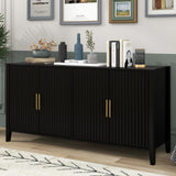 Amposei Sideboard Buffet Cabinet 63-Inch Wooden Credenza Storage Cabinet 4-Door Entryway Console Cabinet for Living Room Entrance (Black) Amposei