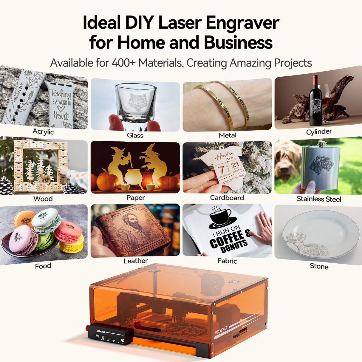 Laser Engraving Machine, Woxcker L2 MAX 10W Enclosure Laser Engraver, CNC Engraving Machine 0.01mm High Precision Laser Engraving and Cutting for Wood Stainless Steel Glass Woxcker