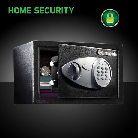 SentrySafe Safe with Digital Keypad Lock, DOJ-Certified Steel Safe with Interior Lining and Bolt Down Kit for Money, Jewelry, Electronics, 0.58 Cubic Feet, 8.7 x 13.8 x 9.7 Inches, X055 SentrySafe