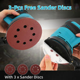 Random Orbit Sander for Makita 18V Battery, 5-Inch 14000RPM Cordless Electric Orbital Sander with 3 Various Speeds, Palm Sander with 3 Pcs Sandpapers & Dust Bag, Perfect for Woodworking(Tool Only) vokoroad
