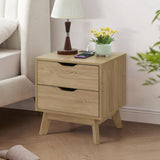 ELISA HOME Nordica 2 Drawer Nightstand with Charging Station, Drawer Slide Pre-Assembly, Nightstand for Bedroom, End Table, Sofa Side Table for Living Room, 15.7" D x 18.9" W x 21.2" H, Natural Oak ELISA HOME
