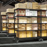 M MZG Garage Shelving 5 Tier Industrial Metal Shelving Units for Commercial, Basement, Pantry, Warehouse, School, Black Heavy Duty Easy Assembly 23.6" D x 53.2" W x 73.6" H M MZG