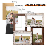 YESKAY 4x6 Collage Picture Frames, Multi Family Photo Frame with Real Glass, Displays Four 4x6 Photo, Wall Decor Wall Hanging or Tabletop, Distressed White+Rustic Brown YESKAY