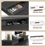 TIQLAB 48 * 24 Inch Standing Desk with Two Drawers, Stand Up Desk Adjustable Height, Electric Sit Stand Table with Storage Shelf and Splice Board, Black TIQLAB