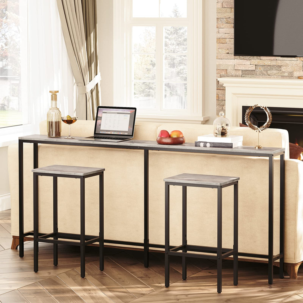 MAHANCRIS Console Table, 70.9" Narrow Long Sofa Table, Entryway Table, Industrial Sofa Table, Side Table, for Hallway, Living Room, Sturdy and Stable, Easy to Assemble, Greige CTHG18001Z MAHANCRIS