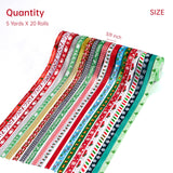 20 Rolls 100 Yards Christmas Ribbon for Gift Wrapping, 3/8 Inch Wide Grosgrain Ribbon, Thin Christmas Ribbon for Holiday Christmas Tree DIY Crafts expectation