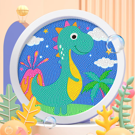 ACSAUMMY 5D Diamond Art Painting Kits for Kids with Wooden Frame Dinosaur Diamond Art and Crafts for Kids Ages 6-8-10-12 Full Drill Painting by Number Kits Gem Art with 6.7 inch Diamond Paint Frames ACSAUMMY