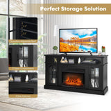 COSTWAY Electric Fireplace TV Stand for TVs Up to 65 Inches, 1400W Heater Insert with Remote Control, 6H Timer, 3-Level Flame, Overheat Protection and CSA Certification, Adjustable Shelves, Black COSTWAY