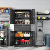 Letaya Metal Garage Storage Cabinet,71" Heavy Duty Steel Cabinet Tool Cabinet with 4 Door Lock-Adjustable Shelves and 2 Drawer for Garage Home Office Utility Room (Black) Letaya