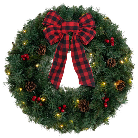 Christmas Wreath for Front Door, DEWBIN 24IN 2FT Christmas Door Wreaths, Red Berries, Pine Cones, Christmas Home Decor, Xmas Christmas Decorations Indoor Outdoor DEWBIN
