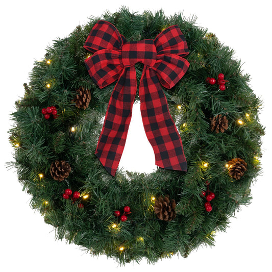 Christmas Wreath for Front Door, DEWBIN 24IN 2FT Christmas Door Wreaths, Red Berries, Pine Cones, Christmas Home Decor, Xmas Christmas Decorations Indoor Outdoor