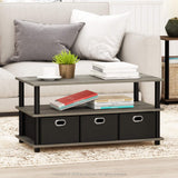 FURINNO Turn-N-Tube Coffee Table, 31.22D x 15.5W x 15.8H in, French Oak Grey/Black/Black Furinno