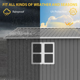 12x10 FT Outdoor Storage Shed Metal Garden Tool Shed with Lockable Doors Waterproof Steel Utility Building Heavy Duty Equipment Shelter for Backyard Patio Lawn Grey TYMMC