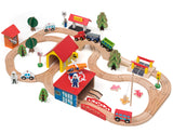 KipiPol Train Set - 69 Pieces Wooden Train Tracks & Trains for Kids, Toddler Boys and Girls 3,4,5 Years Old and Up– Premium Wood Construction Toys -Fits Thomas, Brio, IKEA, Melissa and Doug Kipipol