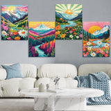 Jethami 4 Pack Paint by Numbers for Adults, Mountains Lake Sunset Landscape DIY Art Kits for Beginners, 8x12 in Framed Canvas for Home Decor Jethami