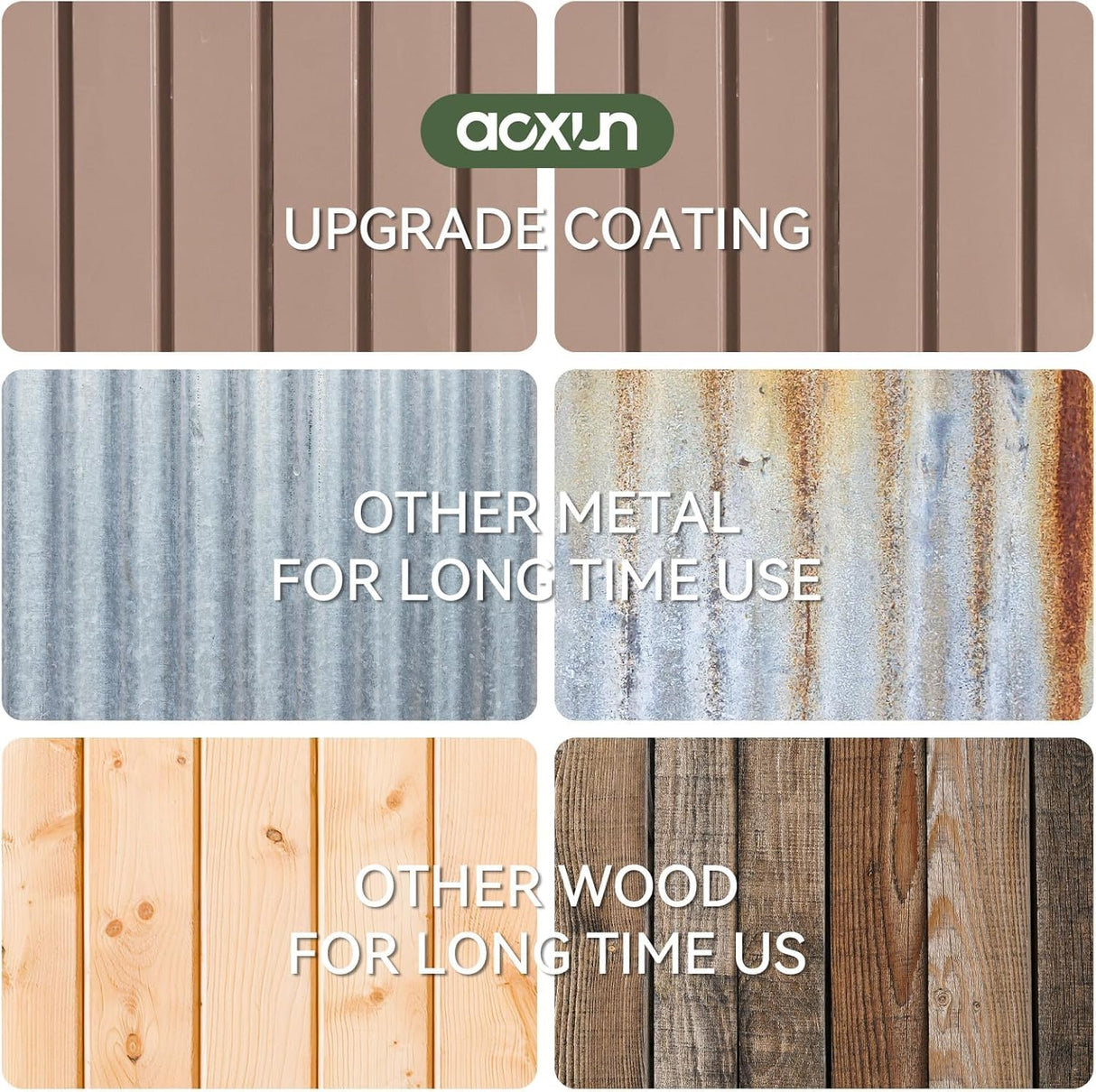 Aoxun 5x3 FT Shed Outdoor Waterproof Storage Shed Metal Garden Shed with Lockable Doors & Slooping Roof for Backyard, Patio, Poolside (Brown) Aoxun