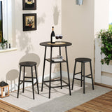 MAHANCRIS Round Bar Table, 37.4" High Pub Table, 2-Tier Counter Height Cocktail Table, High Top Tables with Storage, Bistro Tables for Small Spaces, Easy to Assemble, Black BTHB12501 MAHANCRIS