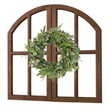 Sintosin Farmhouse Arched Window Frame Wall Decor 30 Inch, Set of 2 Hanging Burning Finished Wooden Window Pane above Bed Wall Art, Rustic Home Decor for Living Room Fireplace Entryway Hallway Sintosin