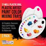 U.S. Art Supply 17-Well Artist Painting Palette (Pack of 2) - Plastic Artist Paint Color Mixing Trays - Art Students, Classroom, Class Craft Projects, Party Events - Acrylic, Oil, Watercolor U.S. Art Supply