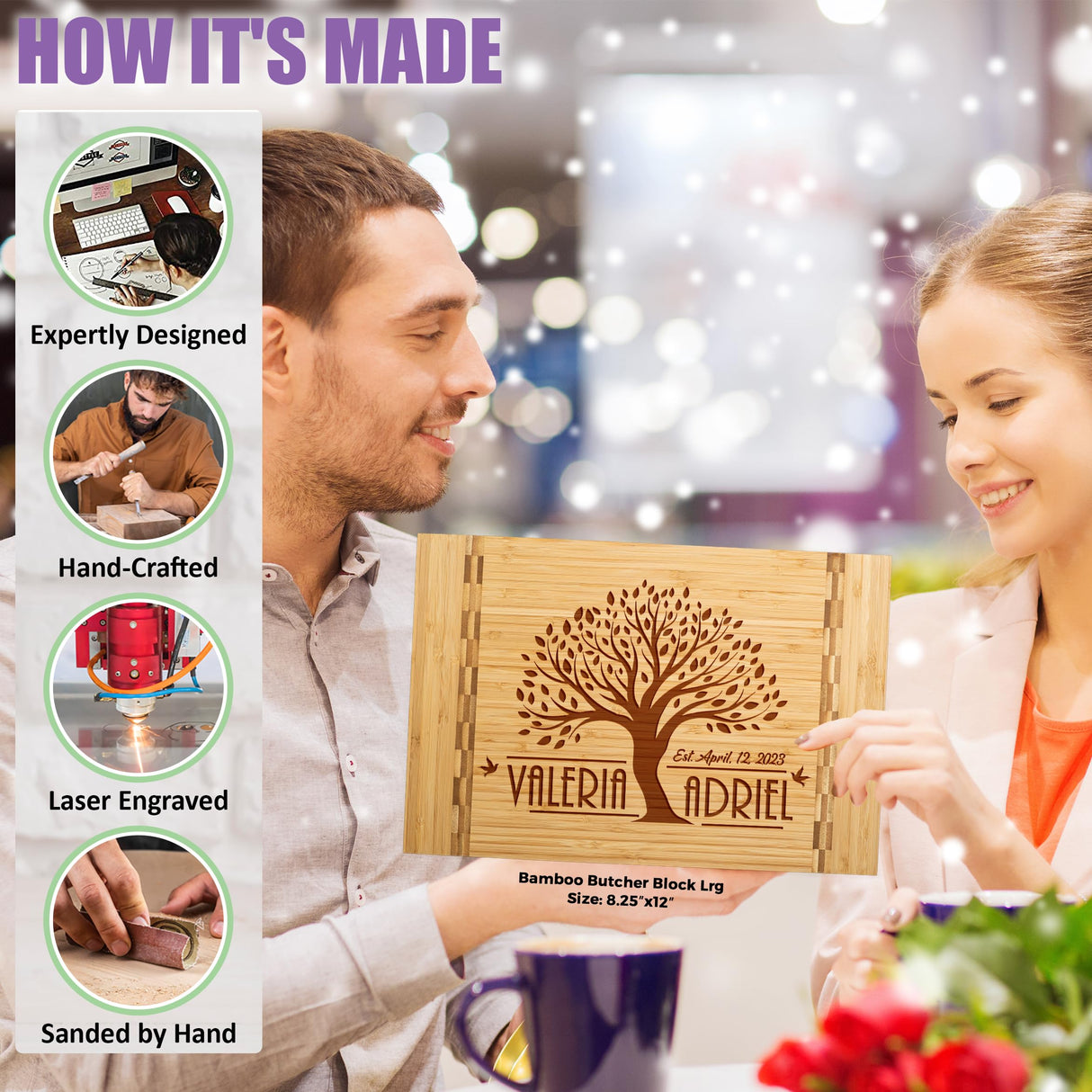 Tayfus Personalized Cutting Board, Engraved Wood Cutting Boards for Kitchen and Wedding Registry Ideas - Customized Gifts of Charcuterie Boards, Personalized Gifts — Anniversary Gift for Couple Tayfus