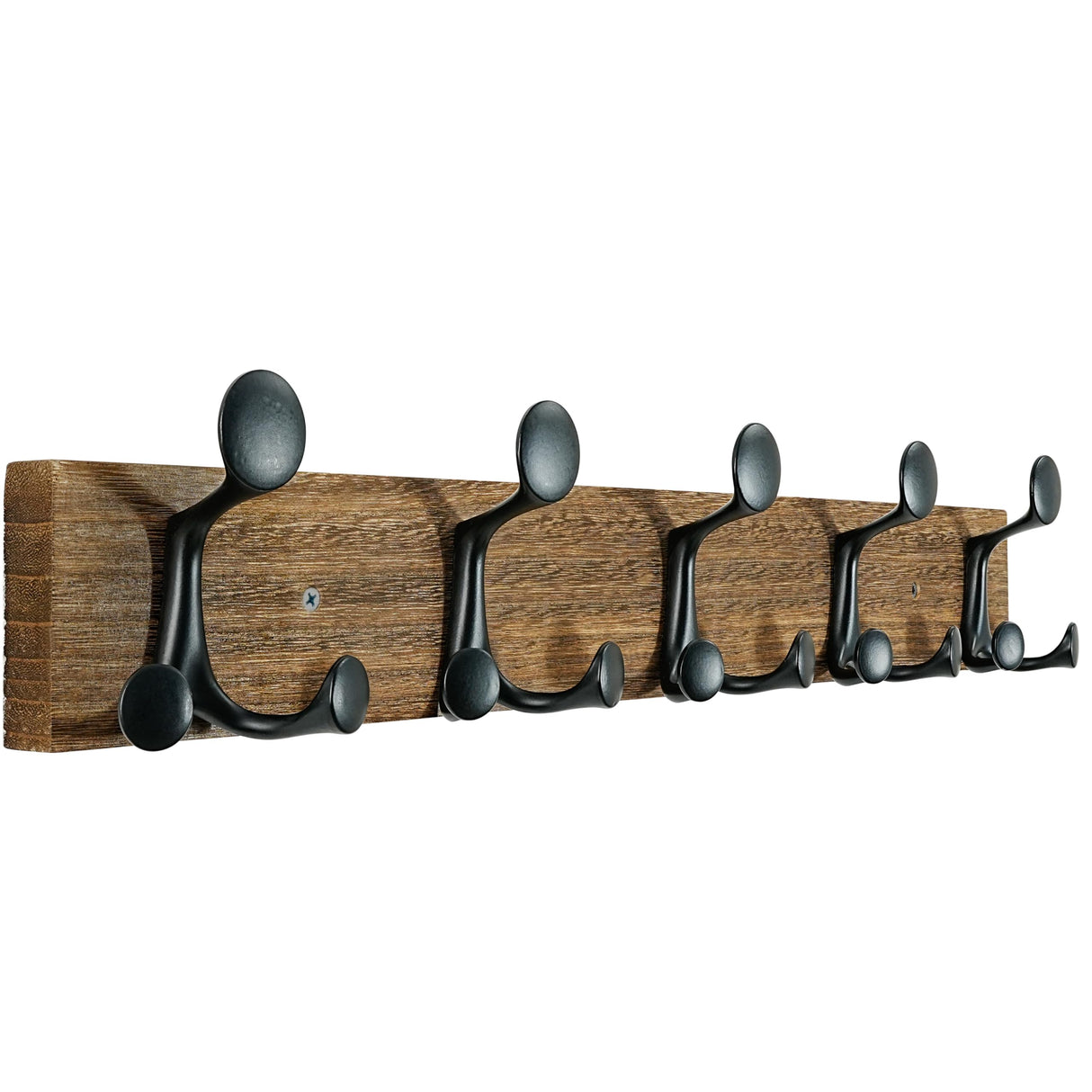 SKOLOO 24-Inch Wood Burnt Coat Rack Wall Mount with 5 Triple Hooks - Ideal for Family Entrances, Classrooms, and Pet Supplies Storage - Perfect Coat Hooks for Wall SKOLOO