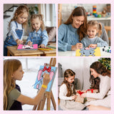 MXJSUA 4 Pack Lion Zebra Animals Paint by Numbers Kit with Framed Canvas for Kids, Hippo Elephant by Number Painting Kits for Ages 6-12 Kids, Acrylic Oil Paint by Number Kits for Beginners 8x8 Inch MXJSUA