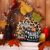 Soaoo Fall Pumpkin Sign Decoration 11 Inch Wooden Pumpkin Table Centerpiece Thanksgiving Autumn Pumpkin Tabletop Sign Blessed Grateful Thankful Sign for Thanksgiving Fall Harvest Home Farmhouse Decor Soaoo