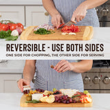 Bamboo Cutting Board - Wood Chopping Board with Juice Groove, Charcuterie Board, Serving Platter Cheese Board, Bread Board, Turkey Meat Cutting Board Indigo True