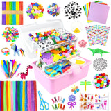 ZEIZHUBN Arts and Crafts Supplies for Kids Crafts Kit with Pipe Cleaners DIY Crafts for Kids Art School Supplies Materials All in Crafting Box Craft Supply Set Gifts for Kid Girls Boys Age 4-8, 8-12 ZEIZHUBN