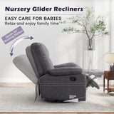 ANJ Oversized Swivel Rocker Recliner Chair for Adults, Manual Rocking Recliner Glider Recliner Nursery Chair Clearance with Decorative Stitching Soft Fabric Thick Cushion for Living Room Bedroom ANJ