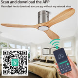 52” Ceiling Fan with Light with 6 Speed Remote/APP Control, Solid Wood Fan Blade, 3CCT Dimmable LED, Noiseless, Bedroom, Hallway Recessed Ceiling Fan dearnow