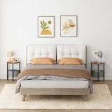 Vagusicc Small Round Side Table, Accent End Table with Storage Basket, Set of 2 Half Round Coffee Table End Table, Half Moon Bedside Table, Modern Nightstand Couch Table for Living Room Bedroom, Brown Vagusicc